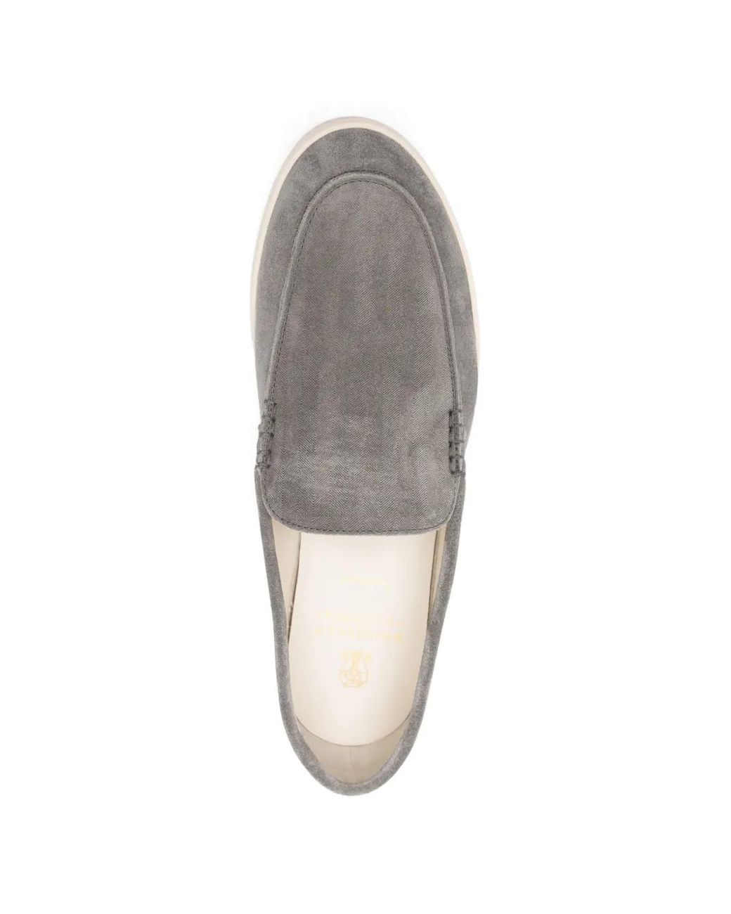 Brunello Cucinelli White Chevron-Effect Suede Slip-Ons For for men