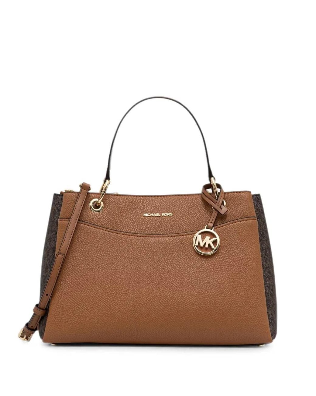 MICHAEL Michael Kors Brown Logo-Print Pebbled-Leather Tote Bag