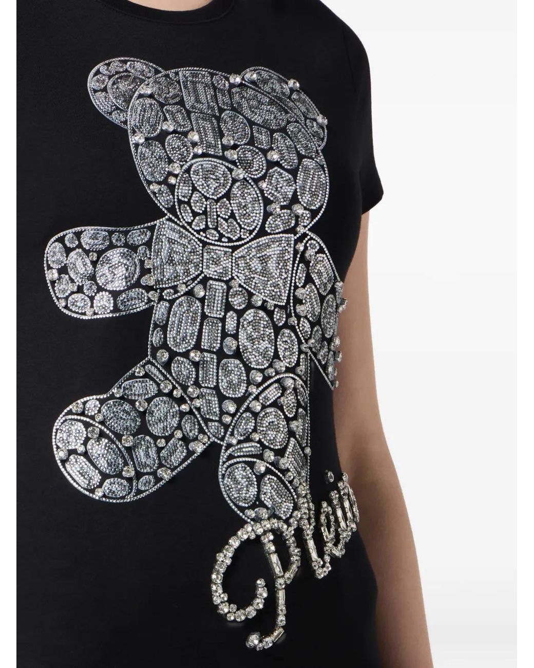 Philipp Plein Black Pure Fit Teddy Crystal T-Shirt