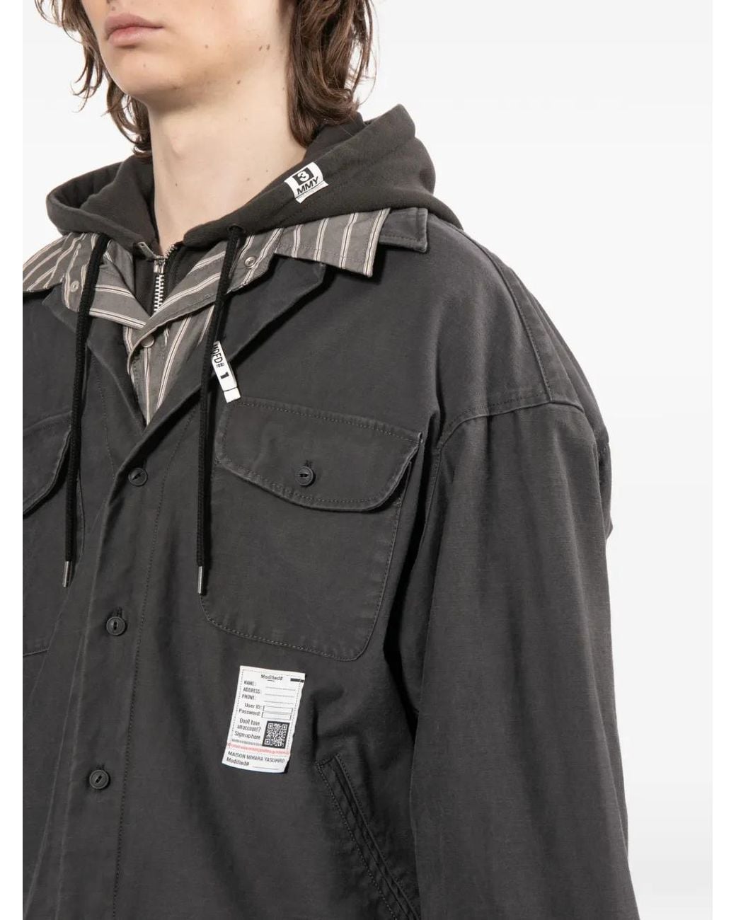 Maison Mihara Yasuhiro Gray Striped Hooded Jacket for men