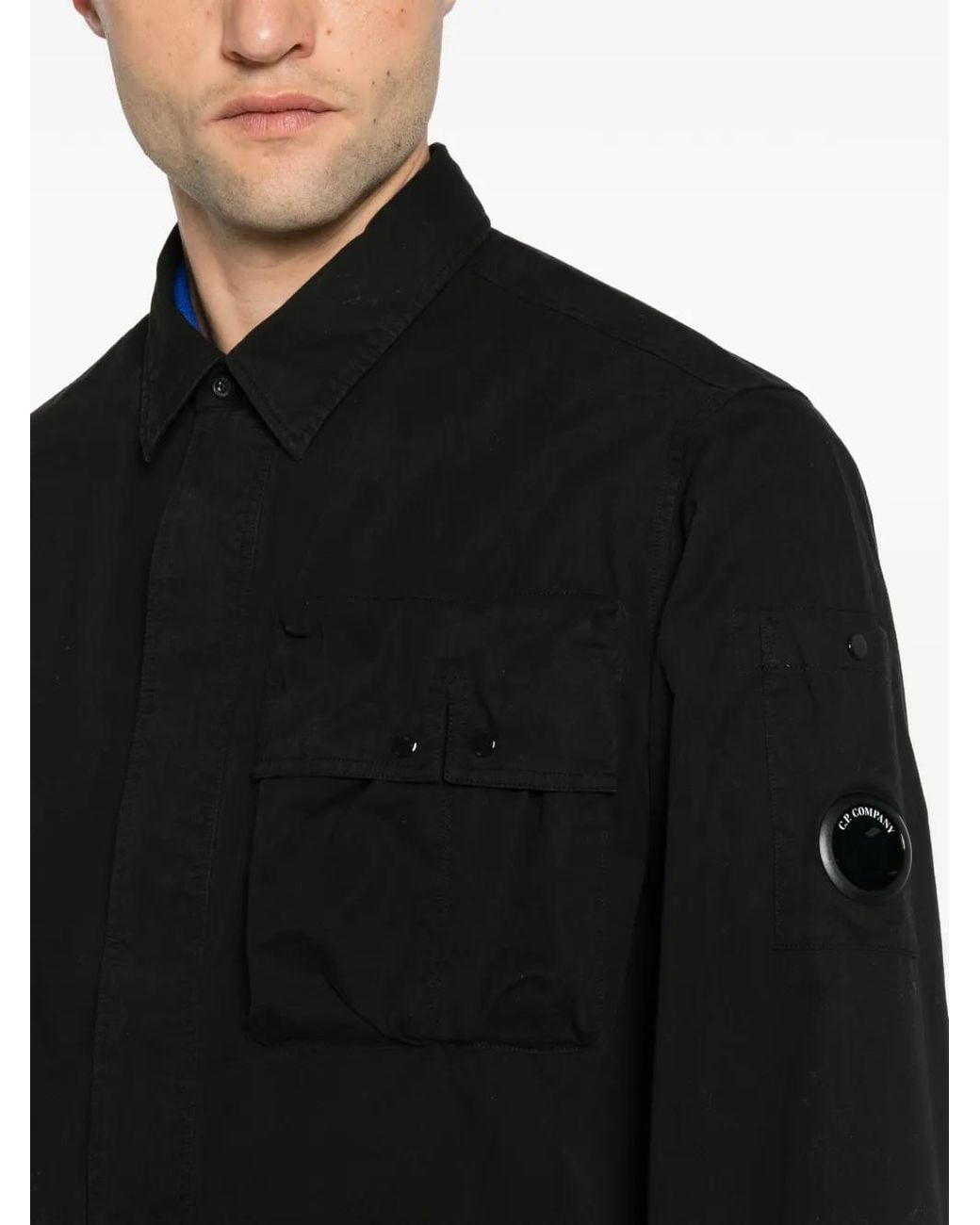 C P Company Black Lens-Detail Gabardine Shirt for men