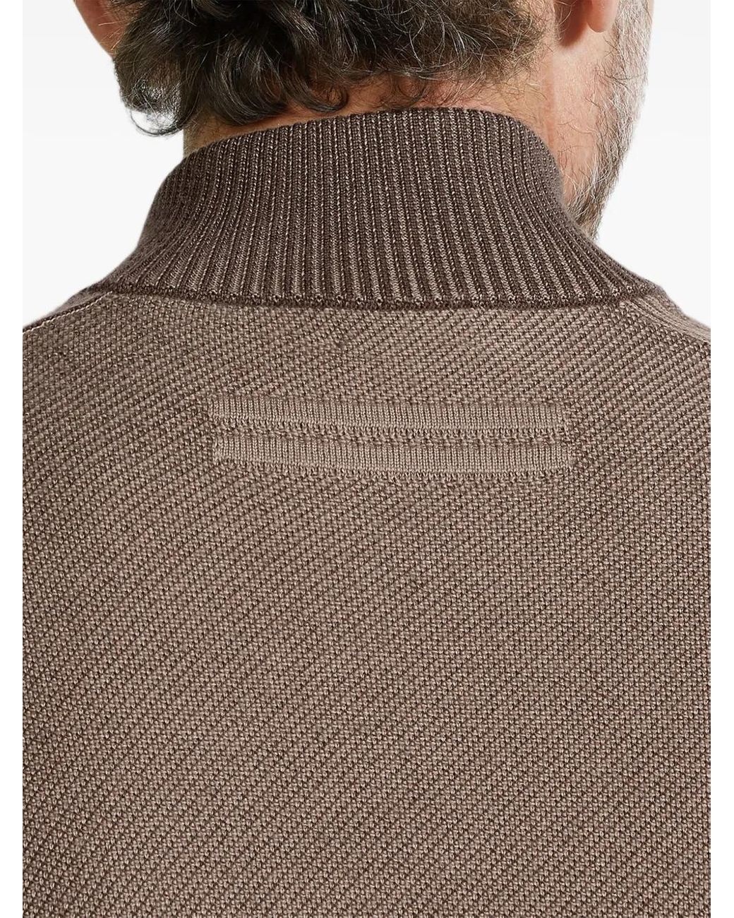Zegna Brown Zip-Up Cardigan for men