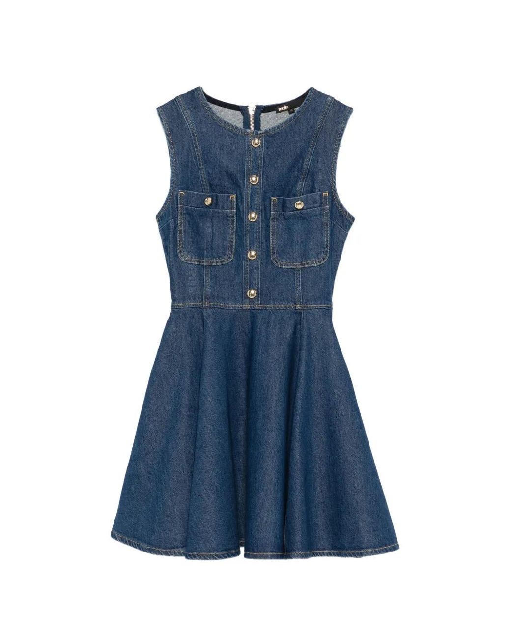 Maje Blue Short Flared Denim Dress