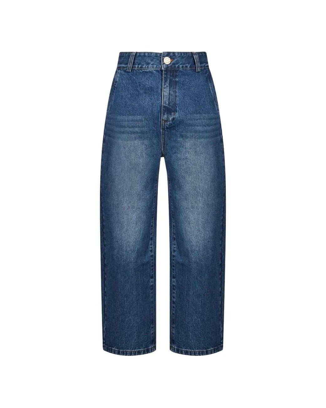 House of Errors Blue Embroidered Whiskered Straight-Leg Jeans for men