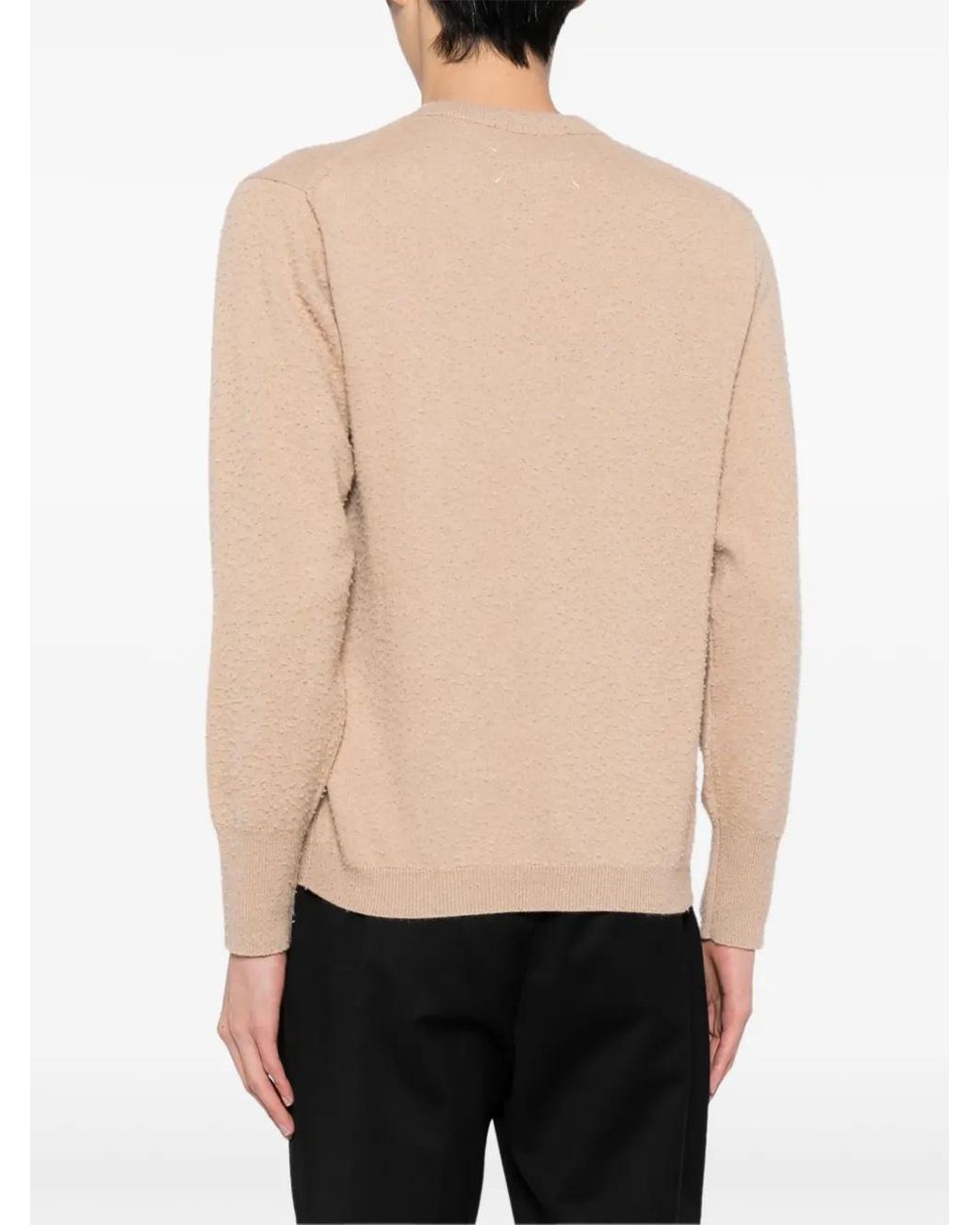 Maison Margiela Natural Logo-Stitched Piled-Finish Jumper for men