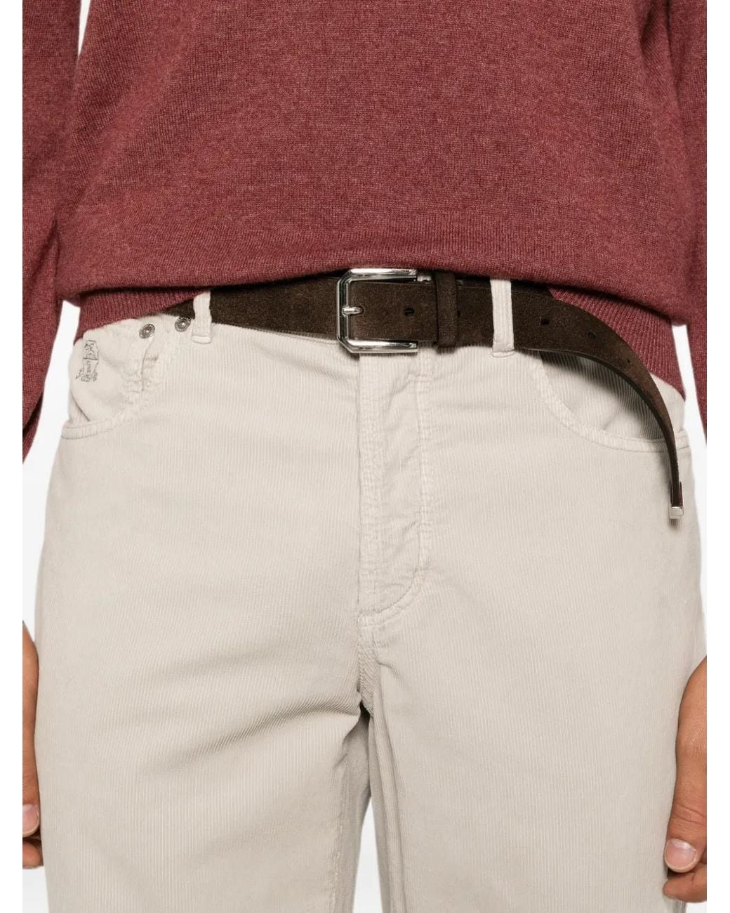 Brunello Cucinelli White Corduroy Straight-Leg Trousers for men