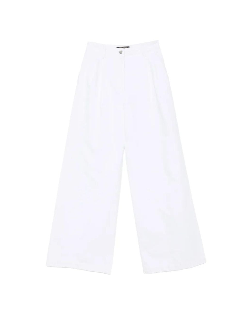 Dolce & Gabbana White Jean Ample À Design Plissé