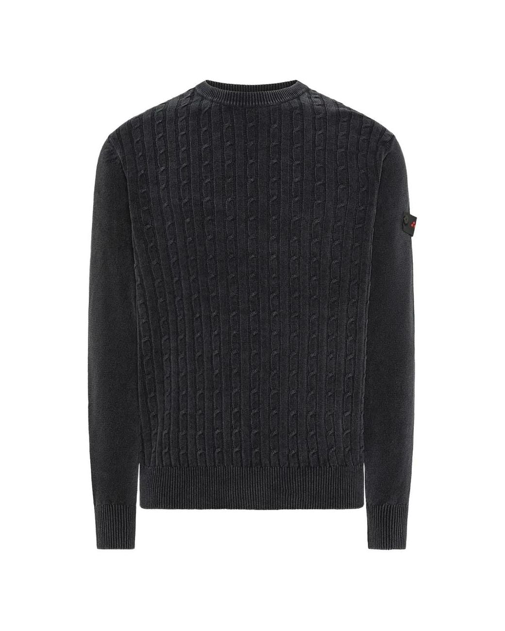 Peuterey Black Cable-Knit Cotton Sweater for men