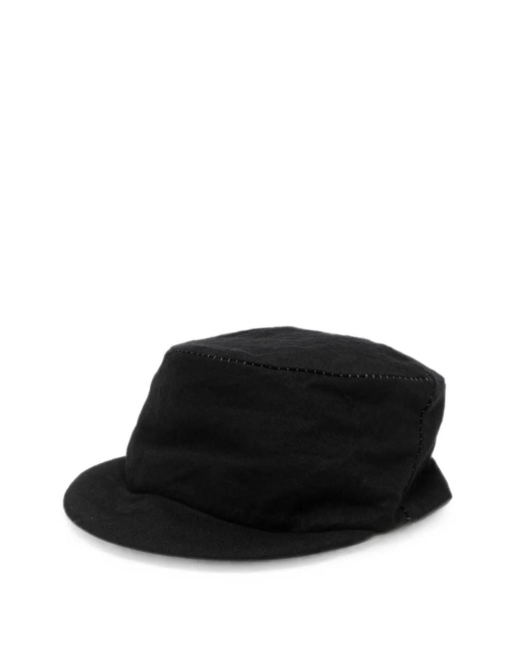 Forme D'expression Black Contrast-Stitch Flat-Top Hat