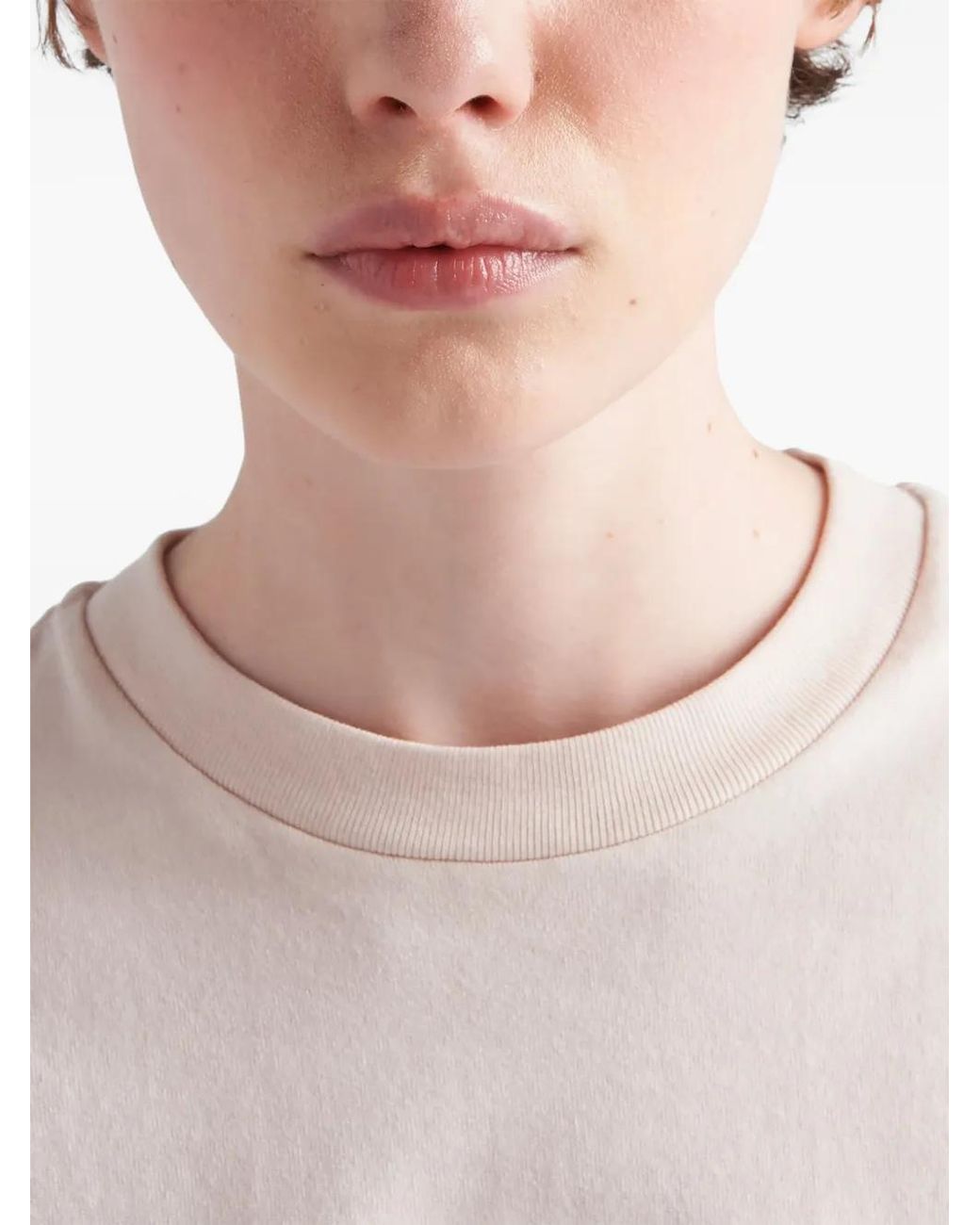 Prada White Triangle-Logo Jersey T-Shirt