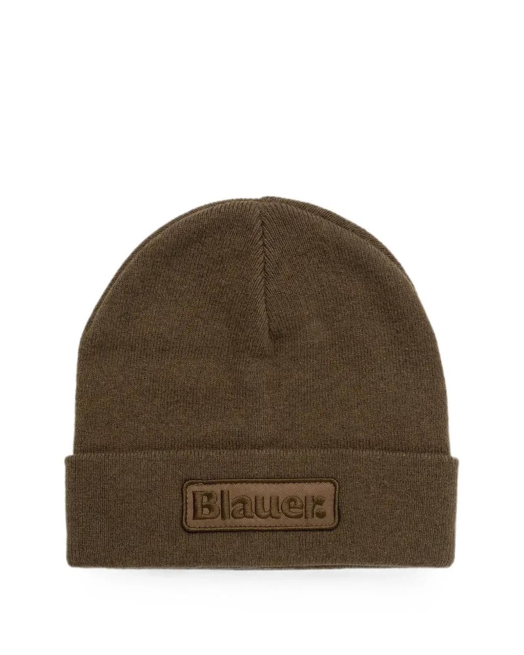 Blauer Brown Cheshire Logo-Patch Knitted Beanie Hat for men