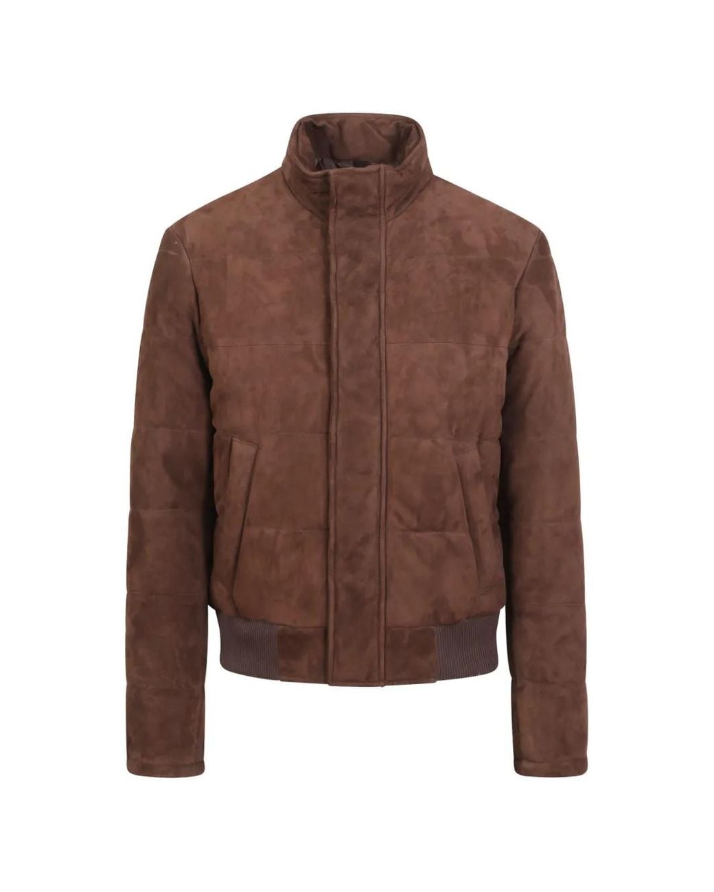 Tagliatore Brown Quilted Suede Jacket for men