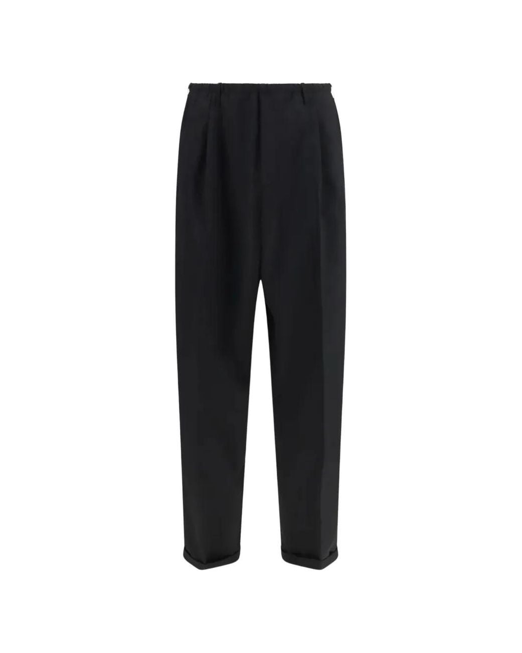 Magliano Black Pleated Turn-Up Trousers for men