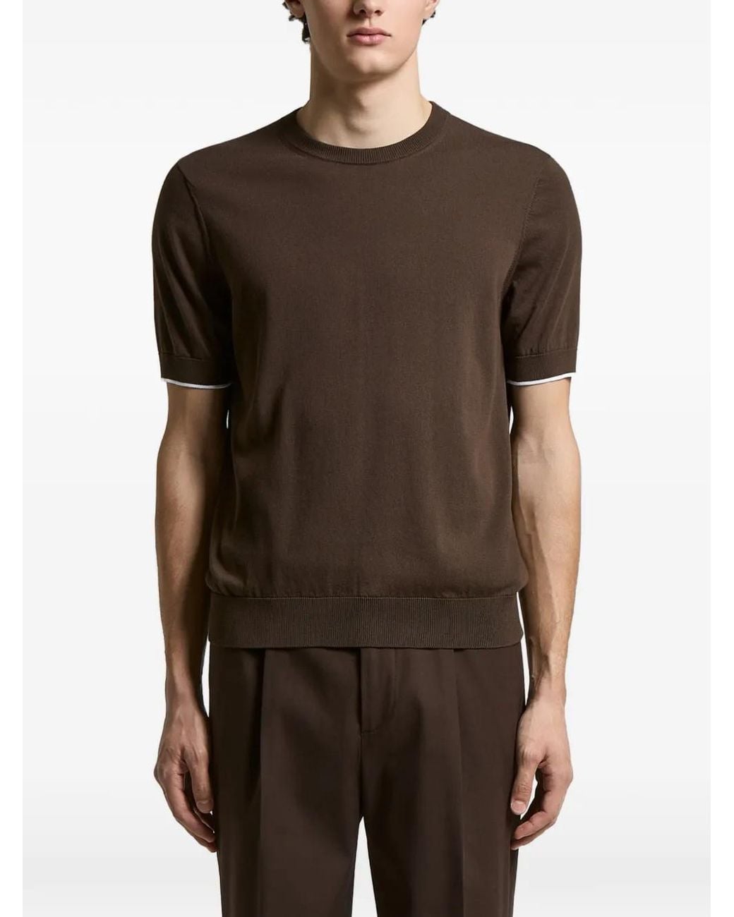 Peserico Brown Knit T-Shirt for men