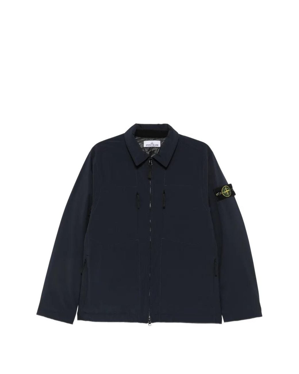 Stone Island Blue Logo-Patch Zip-Up Jacket for men