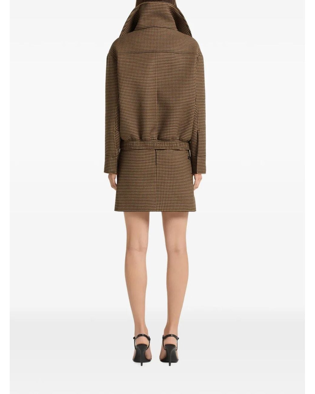 Courreges Brown Houndstooth High-Collar Jacket