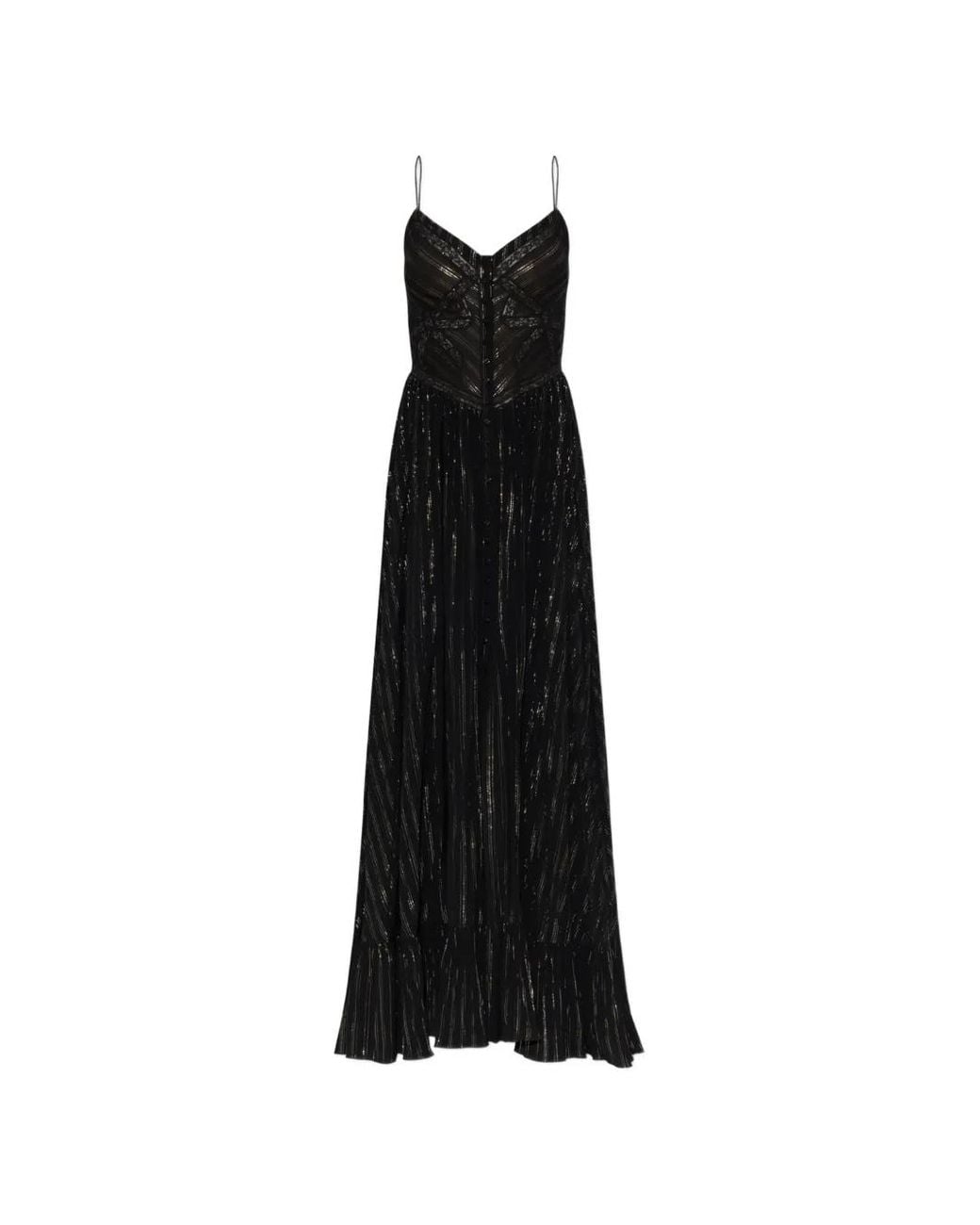 Self-Portrait Black Pleated Dress With Lurex Thread