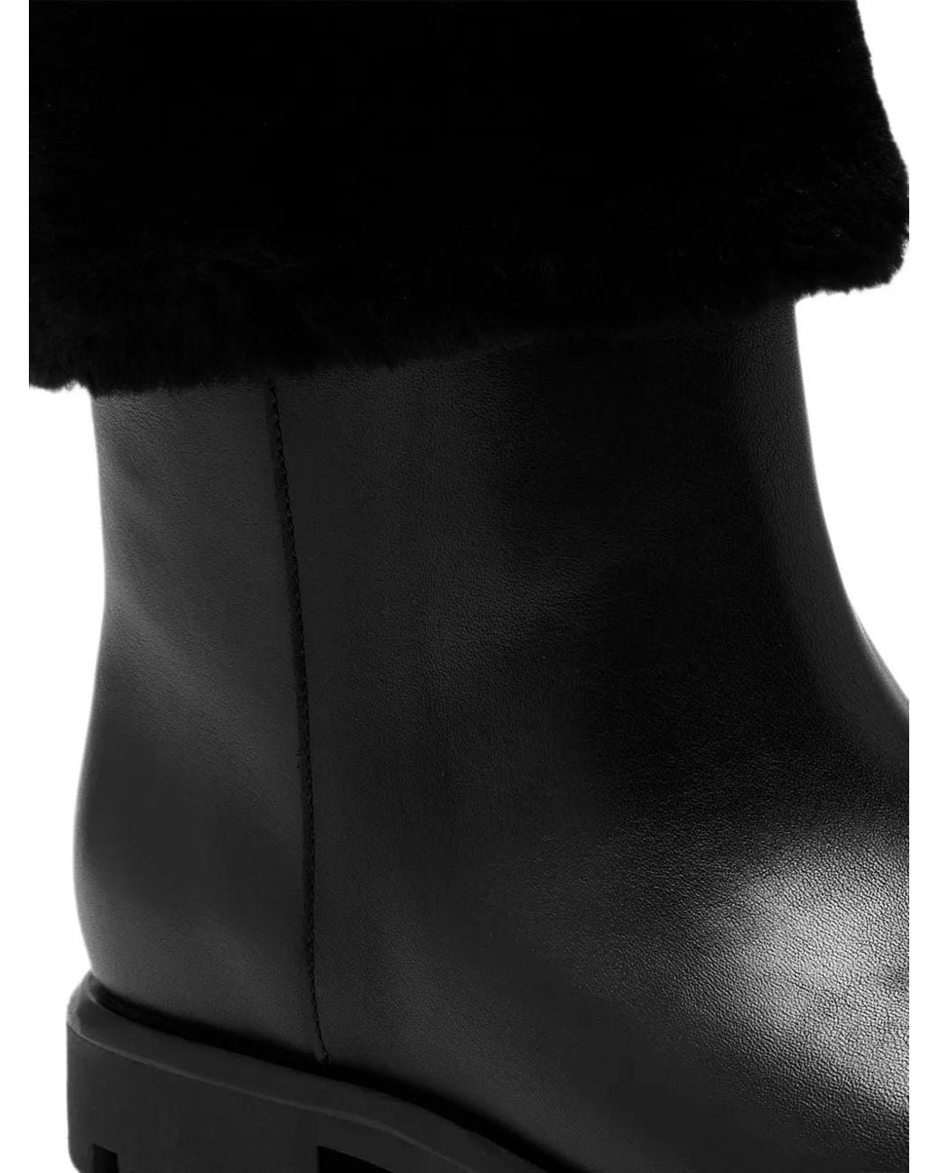 Vince Black Cameron Shearling-Trim Leather Ankle Boots