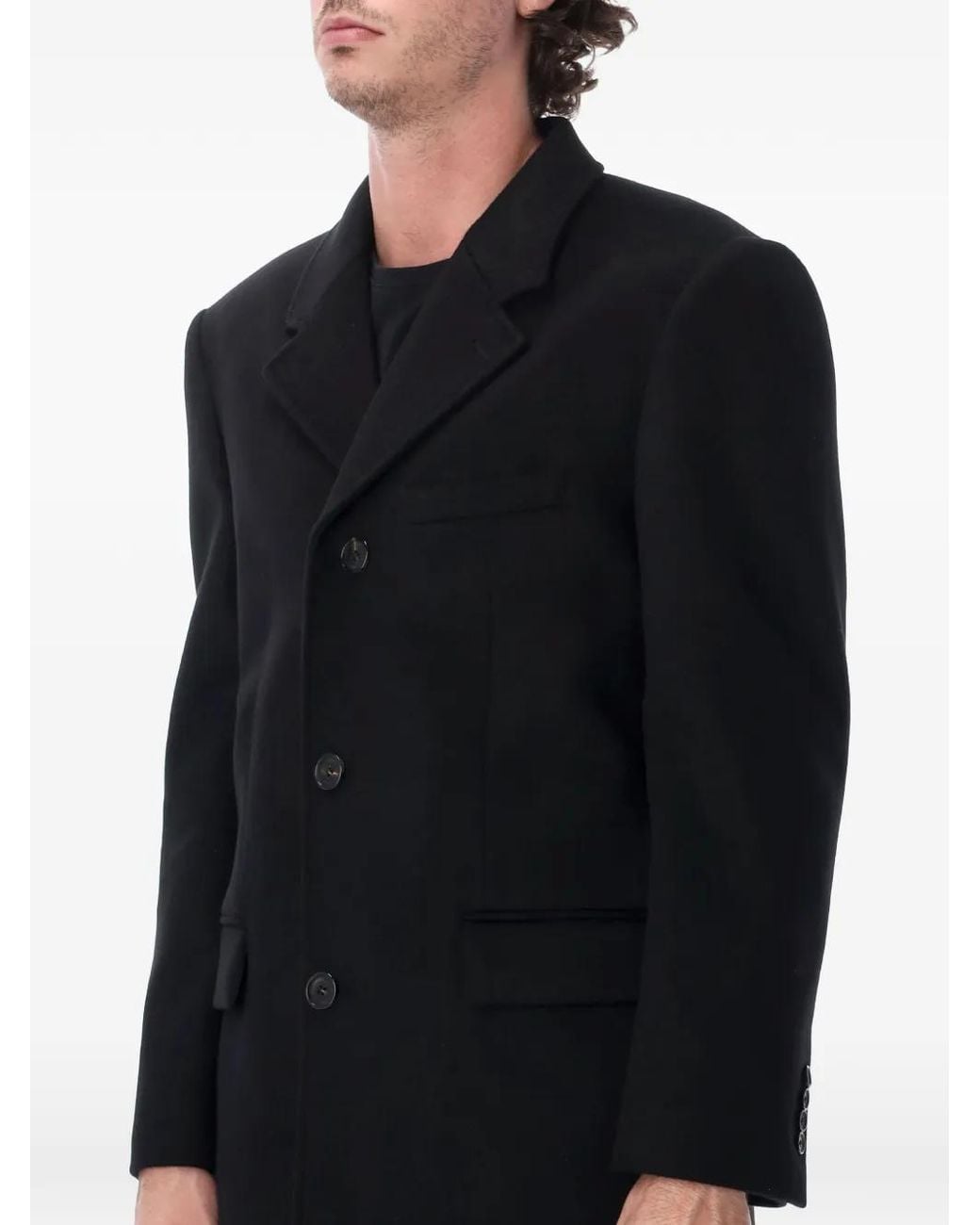 DUNST Black Single-Breasted Notched-Lapels Coat