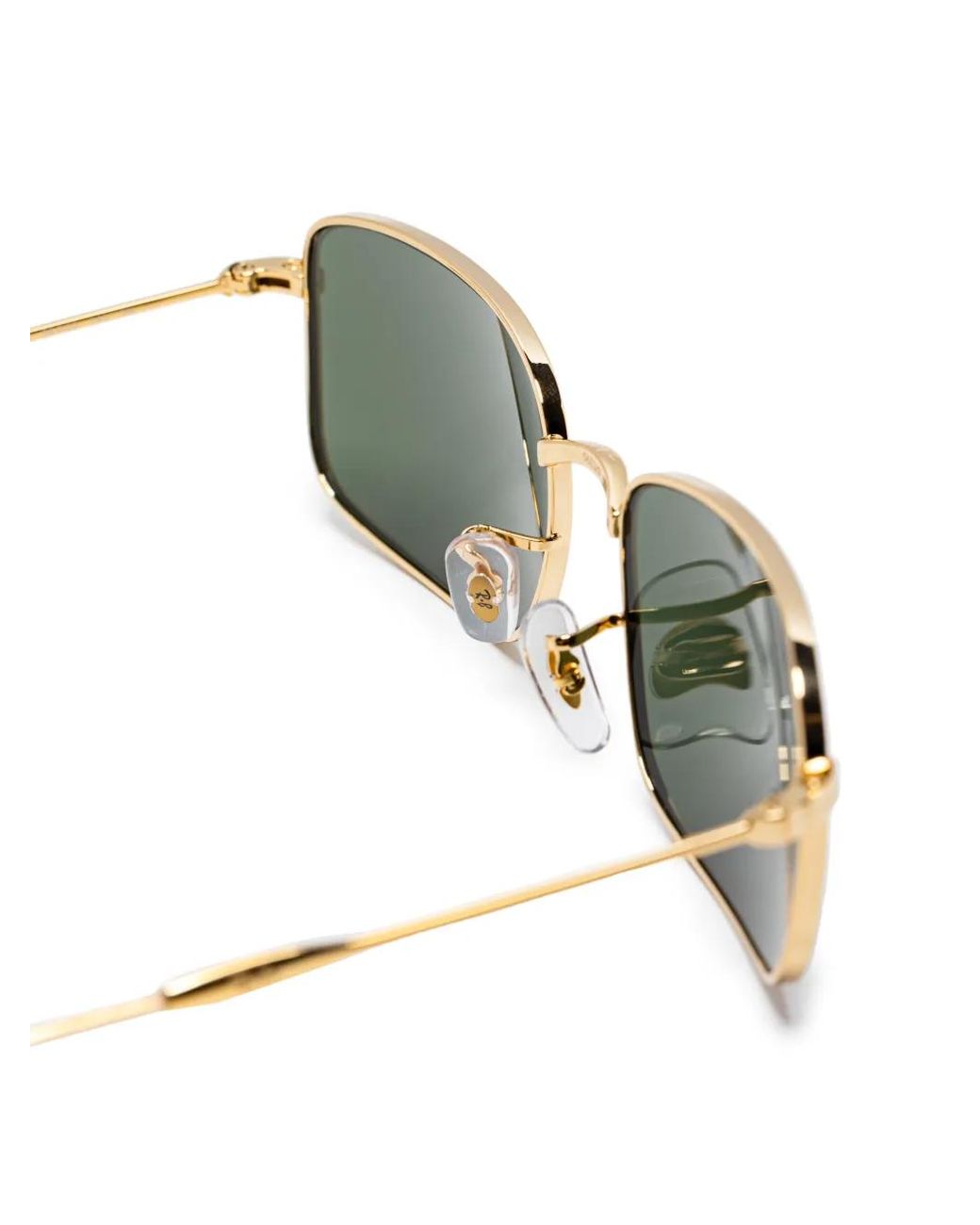 Ray-Ban Green Rectangular Metal Tinted Sunglasses