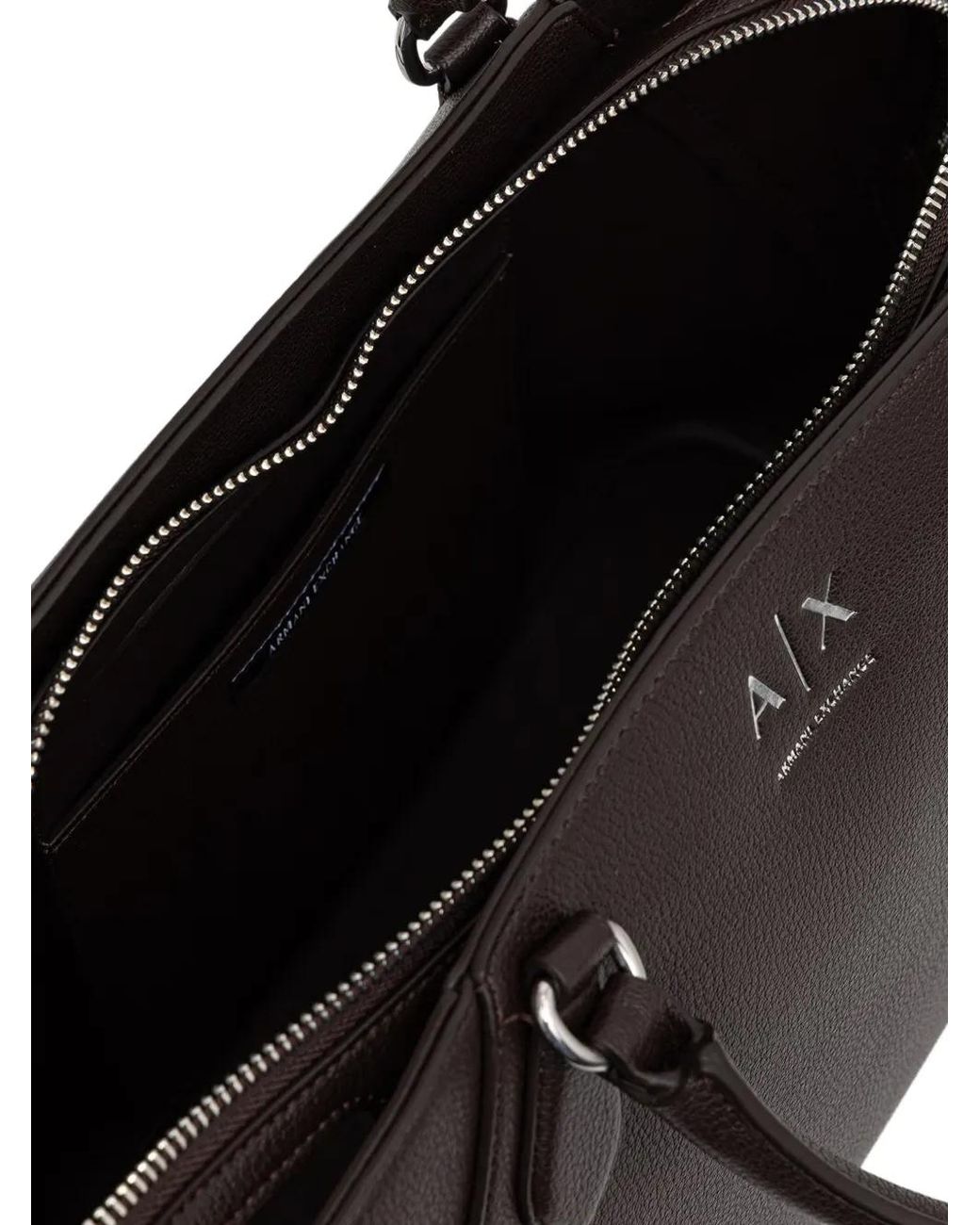 ARMANI EXCHANGE Black Sac Cabas Grainé À Breloque Logo