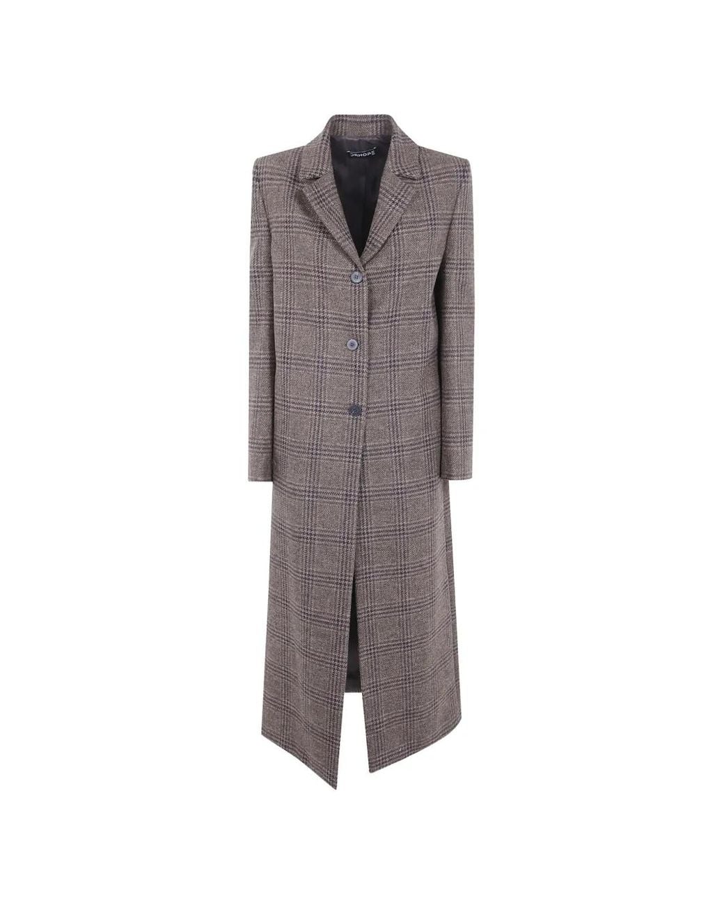 DR. HOPE Gray Check Single-Breasted Coat