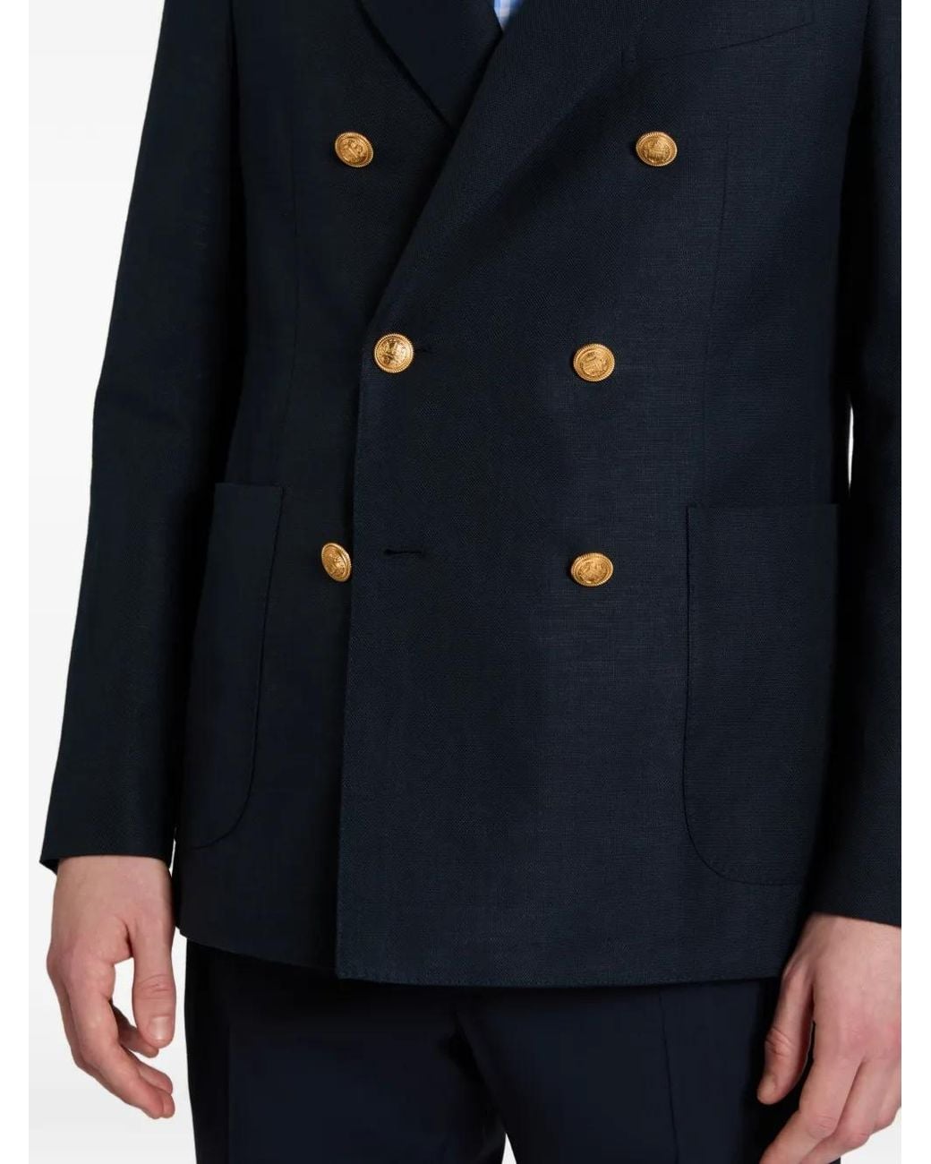Slowear Blue Double-Breasted Blazer for men