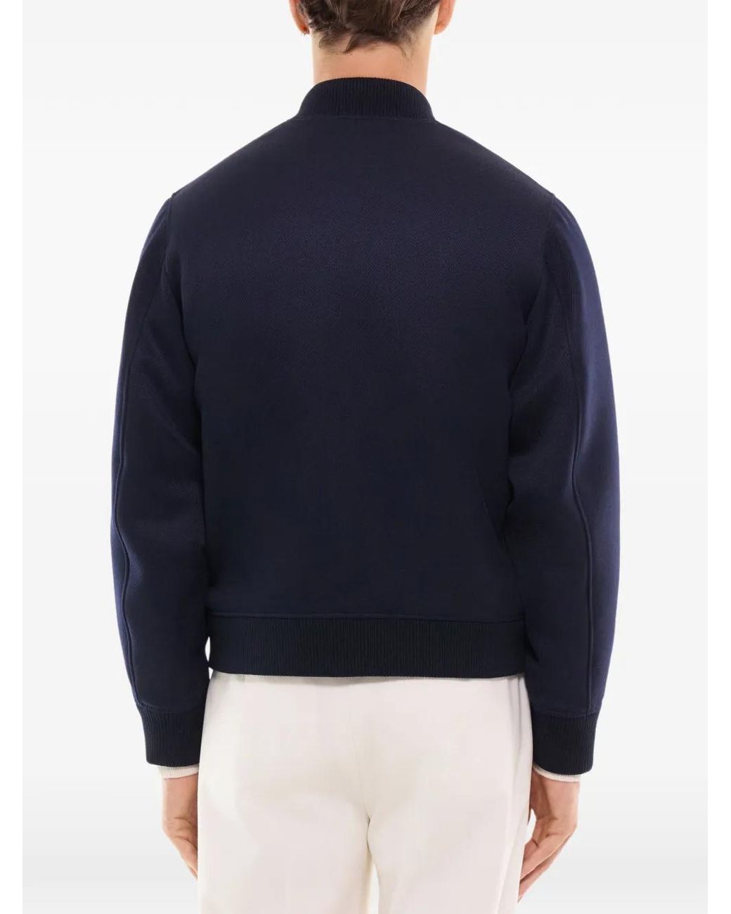 Fursac Blue Zip-Up Ribbed-Trim Jacket for men