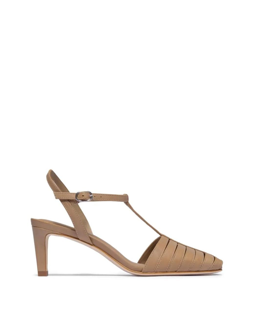 Bernardo Natural Peoria T-Strap Square-Toe Pumps