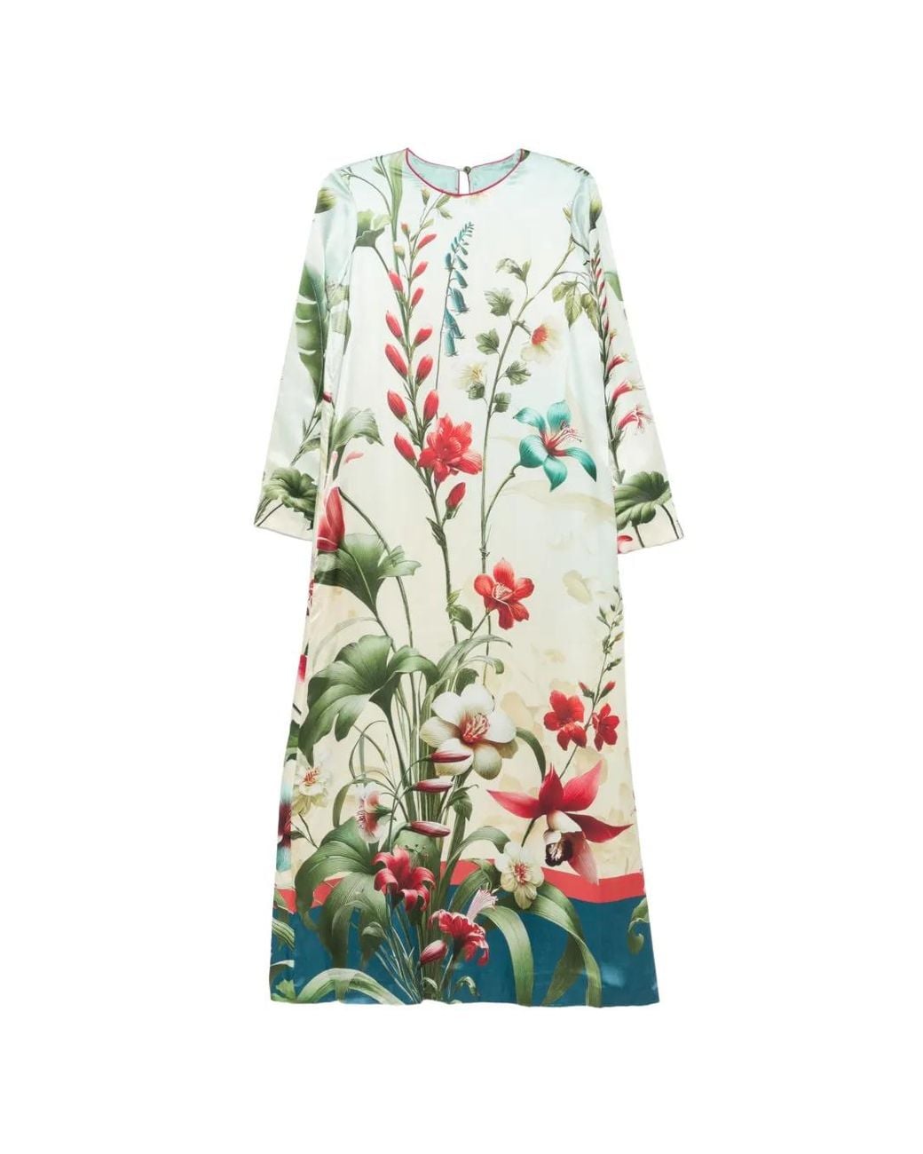 F.R.S For Restless Sleepers White Floral-Print Long-Sleeve Maxi Dress