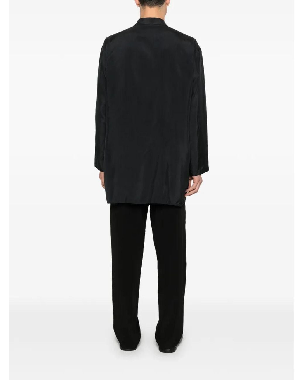 Yohji Yamamoto Black Patch-Pocket Coat for men