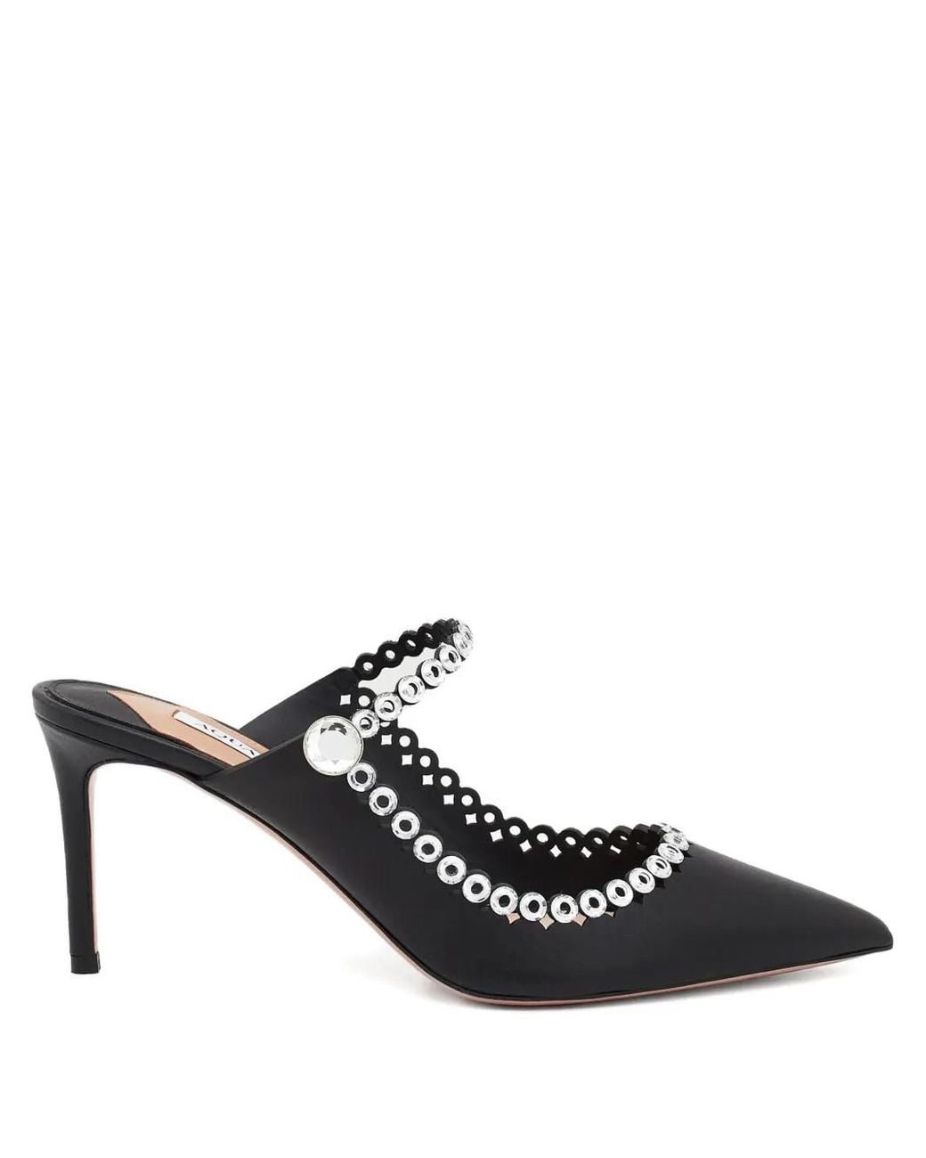 Aquazzura Black 80Mm Carnaval Pointed Strap Mules