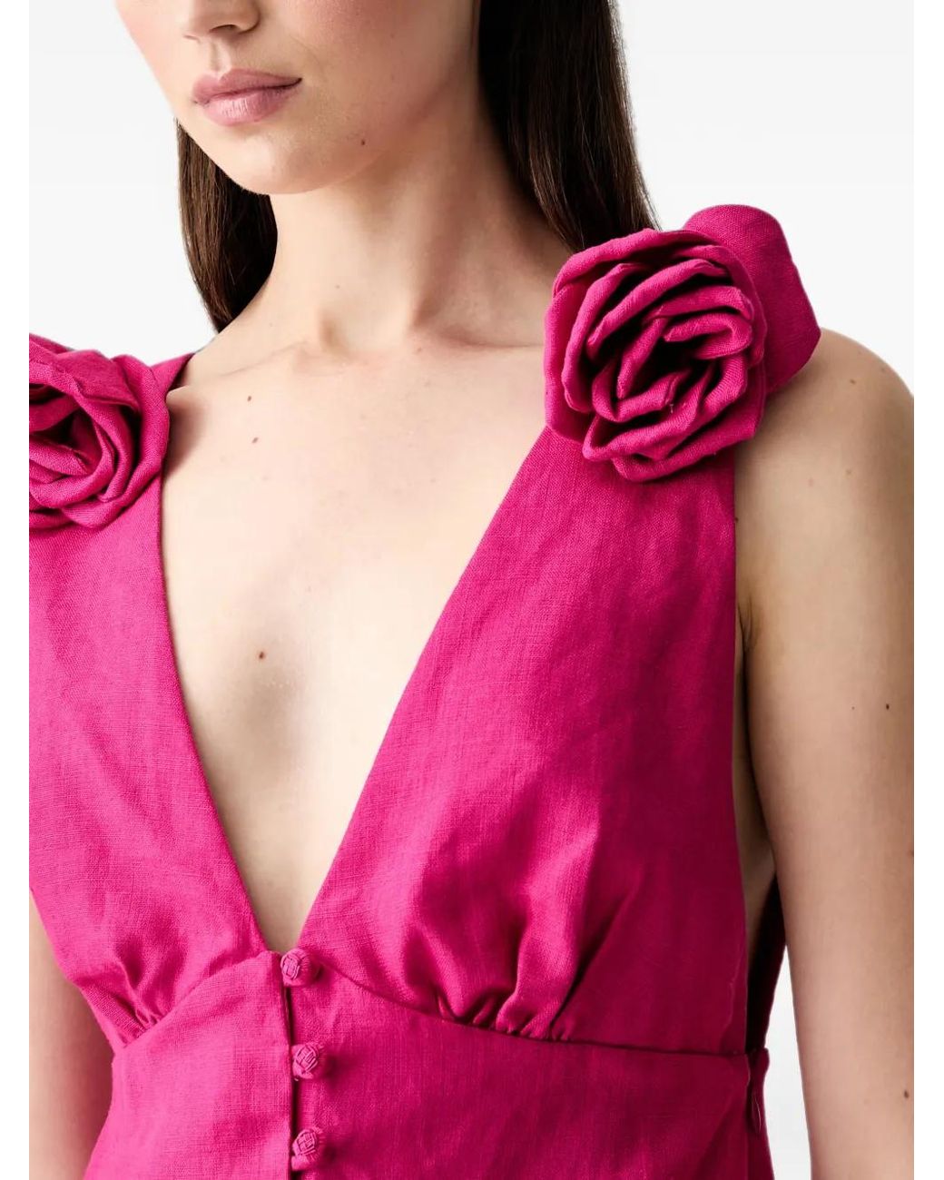 Farm Rio Pink Floral-Appliqué Sleeveless Mini Dress