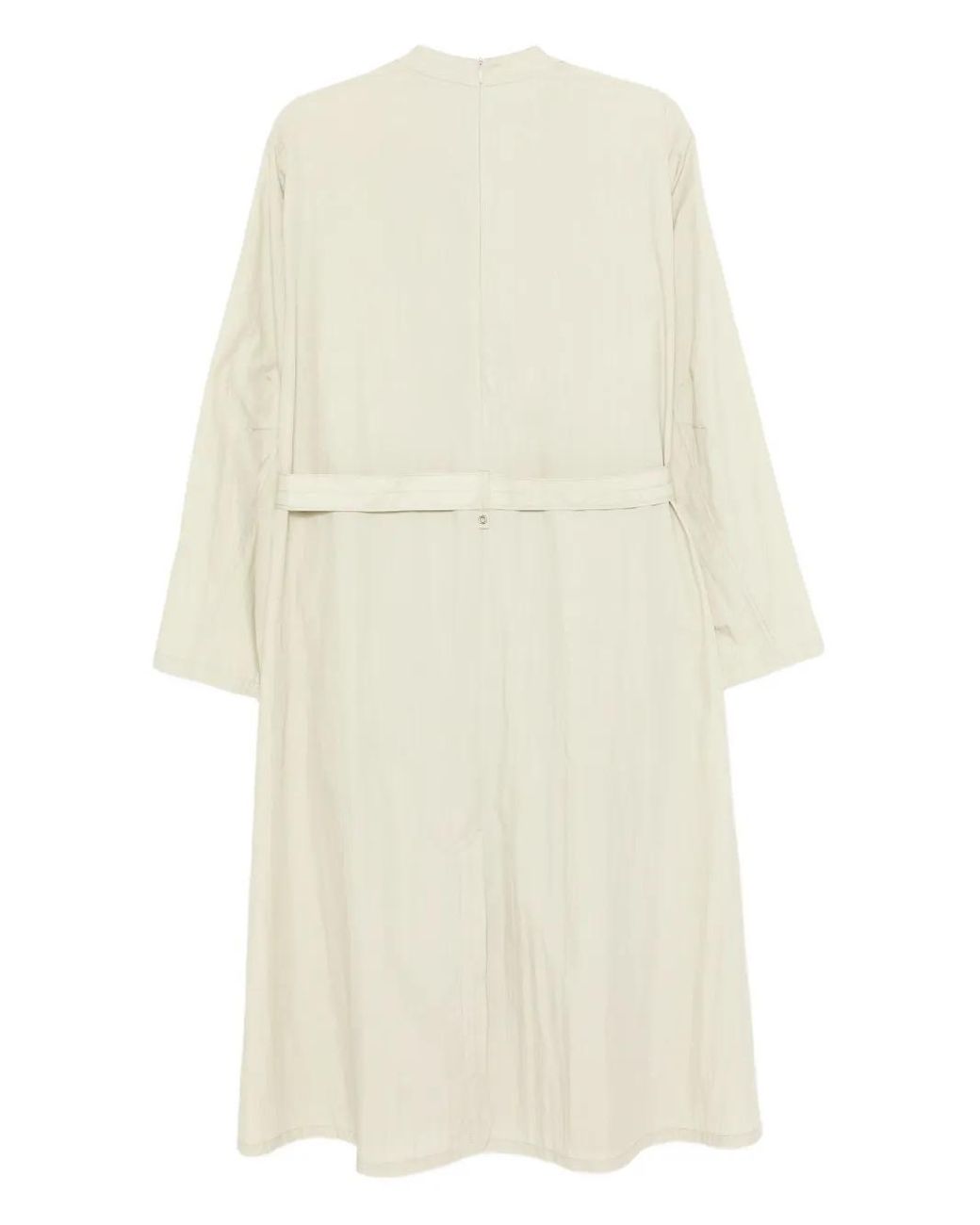 Low Classic White Drawstring Belted Dress