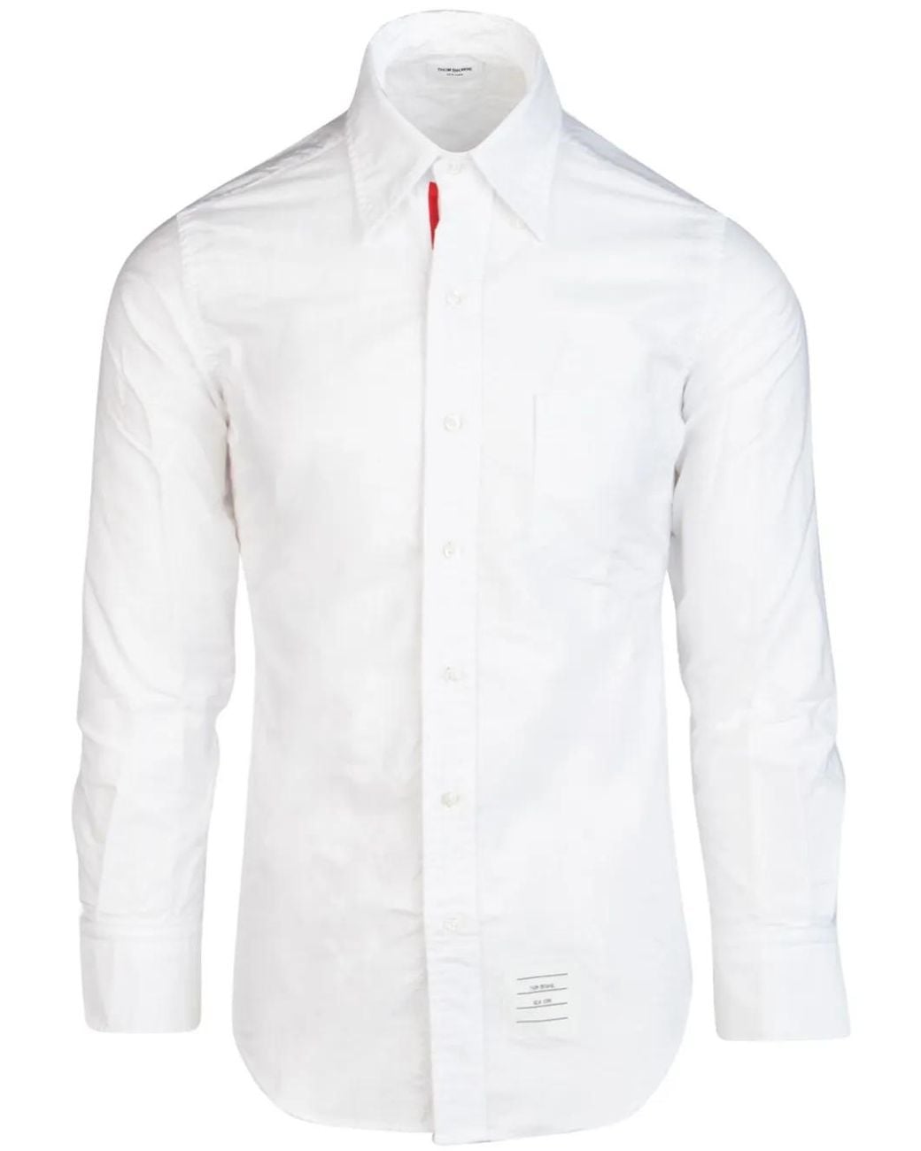 Thom Browne White Grosgrain Placket Oxford Shirt for men