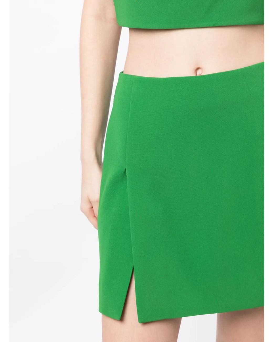 Elie Saab Green Slits Silk Mini Skirt