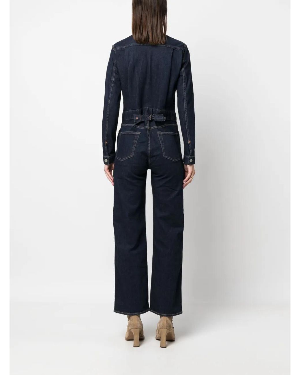 RRL Blue Long-Sleeved Denim Jumpsuit