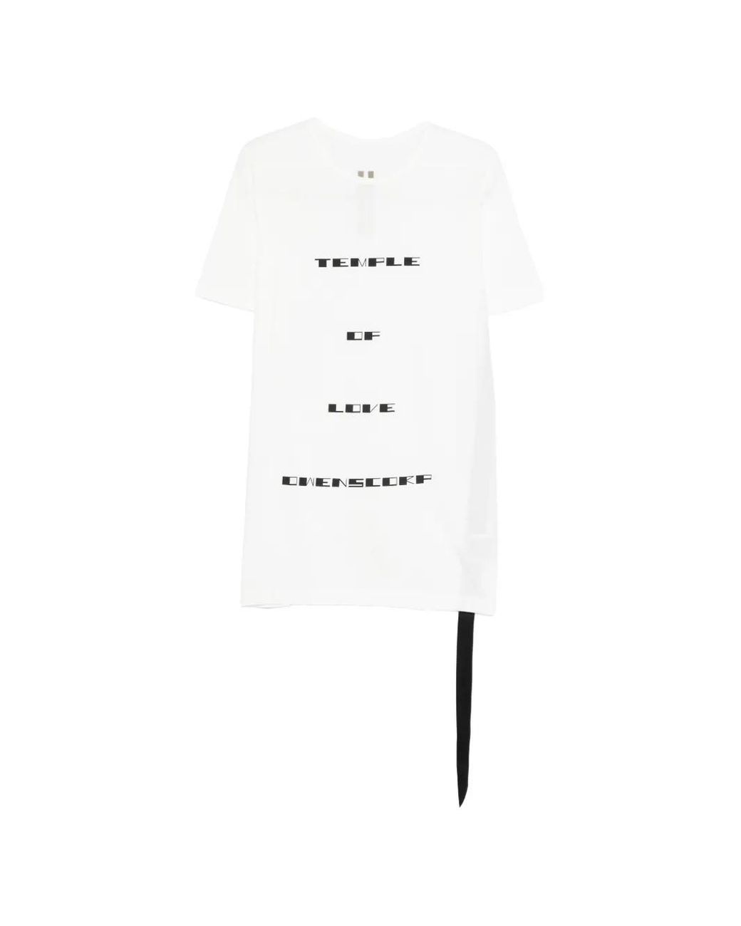 Rick Owens White Crew Neck Front Print T-Shirt for men