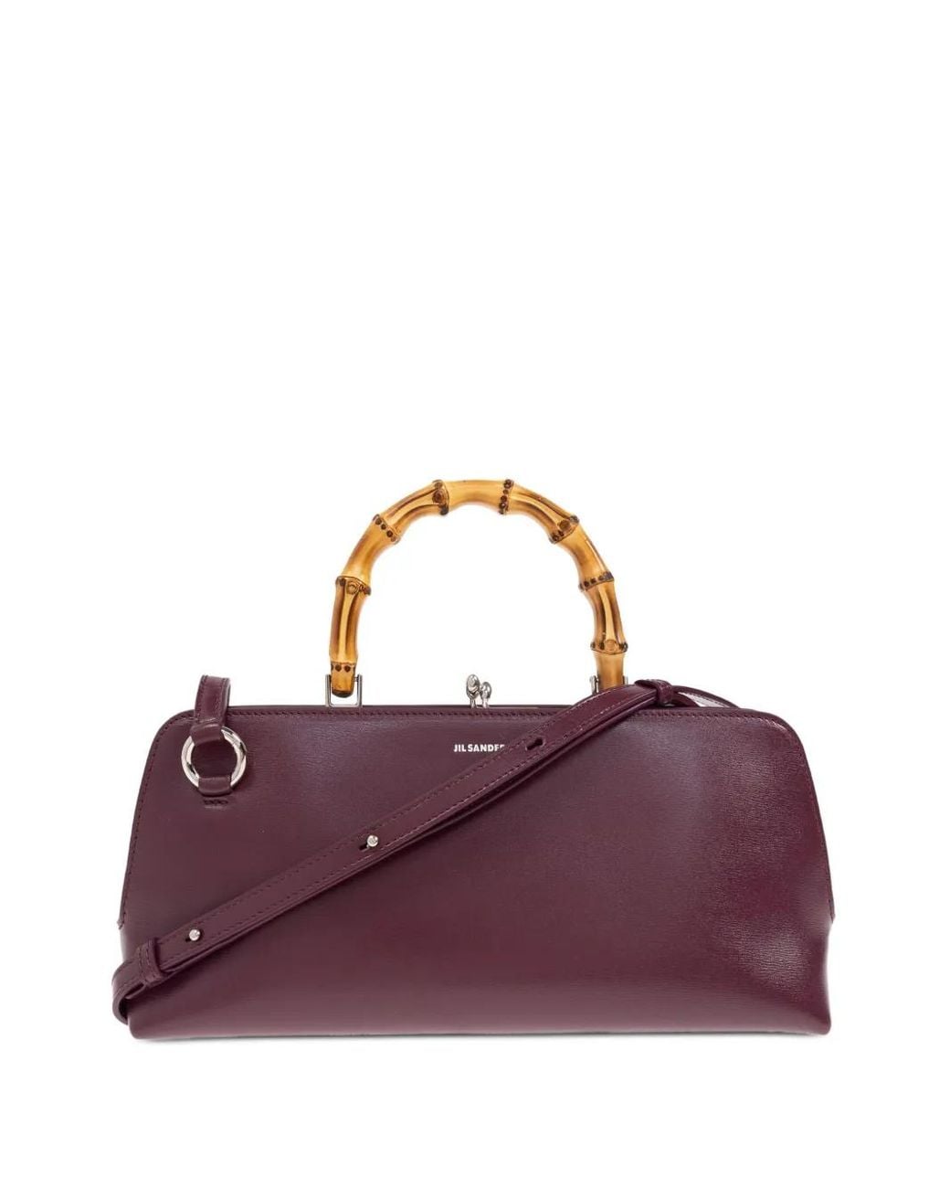 Jil Sander Purple Bamboo-Handle Leather Tote Bag