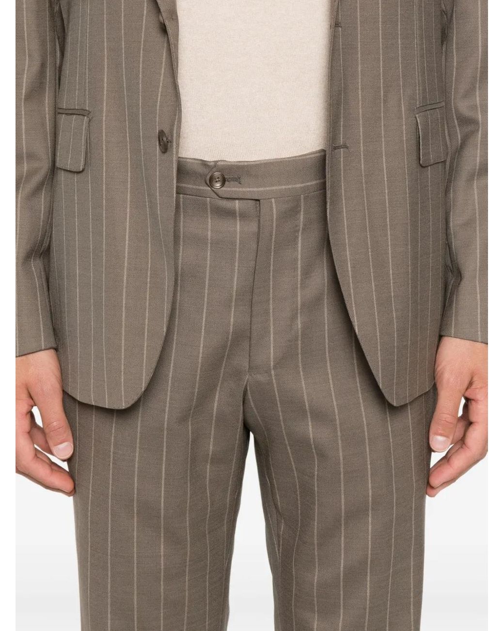 Tagliatore Brown Pinstripe-Print Suit for men
