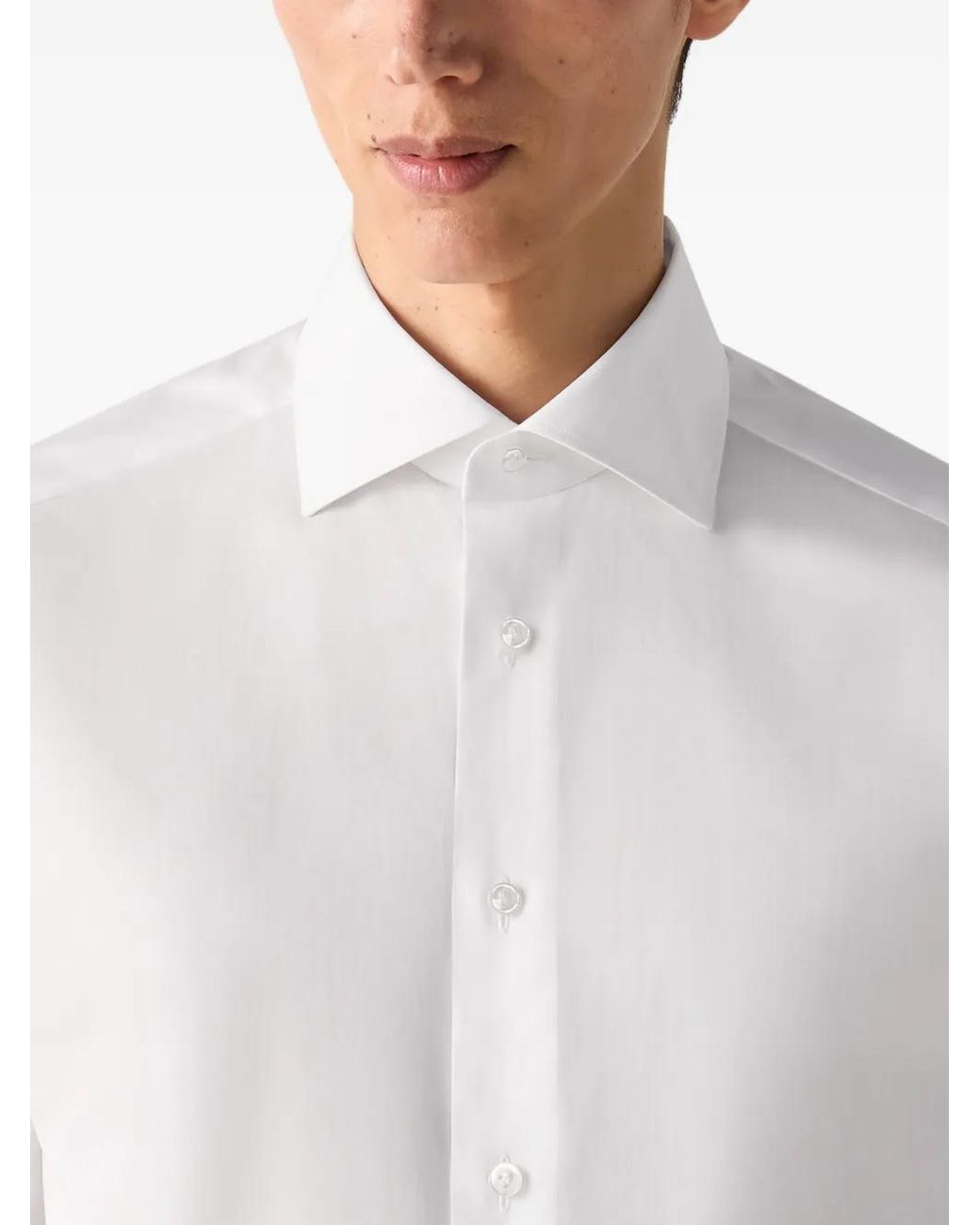 Zegna White Button-Up Cotton Shirt for men