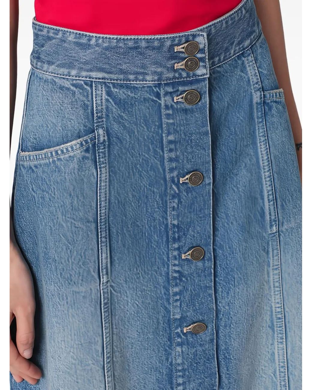 Valentino Garavani Blue Cotton Midi Skirt