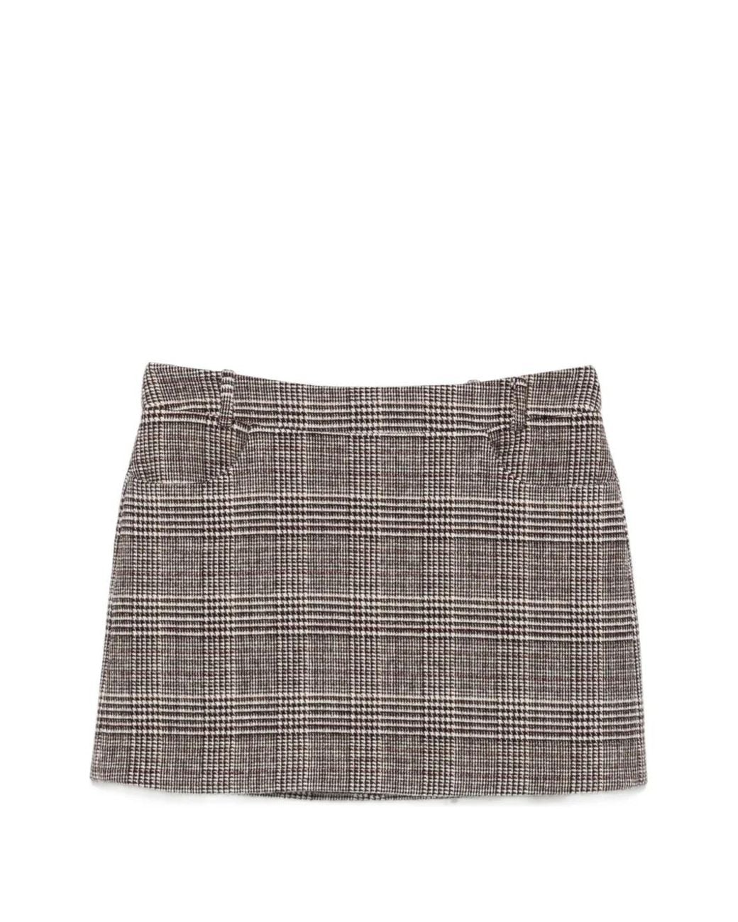 Ermanno Scervino Gray Check-Pattern Mini Skirt