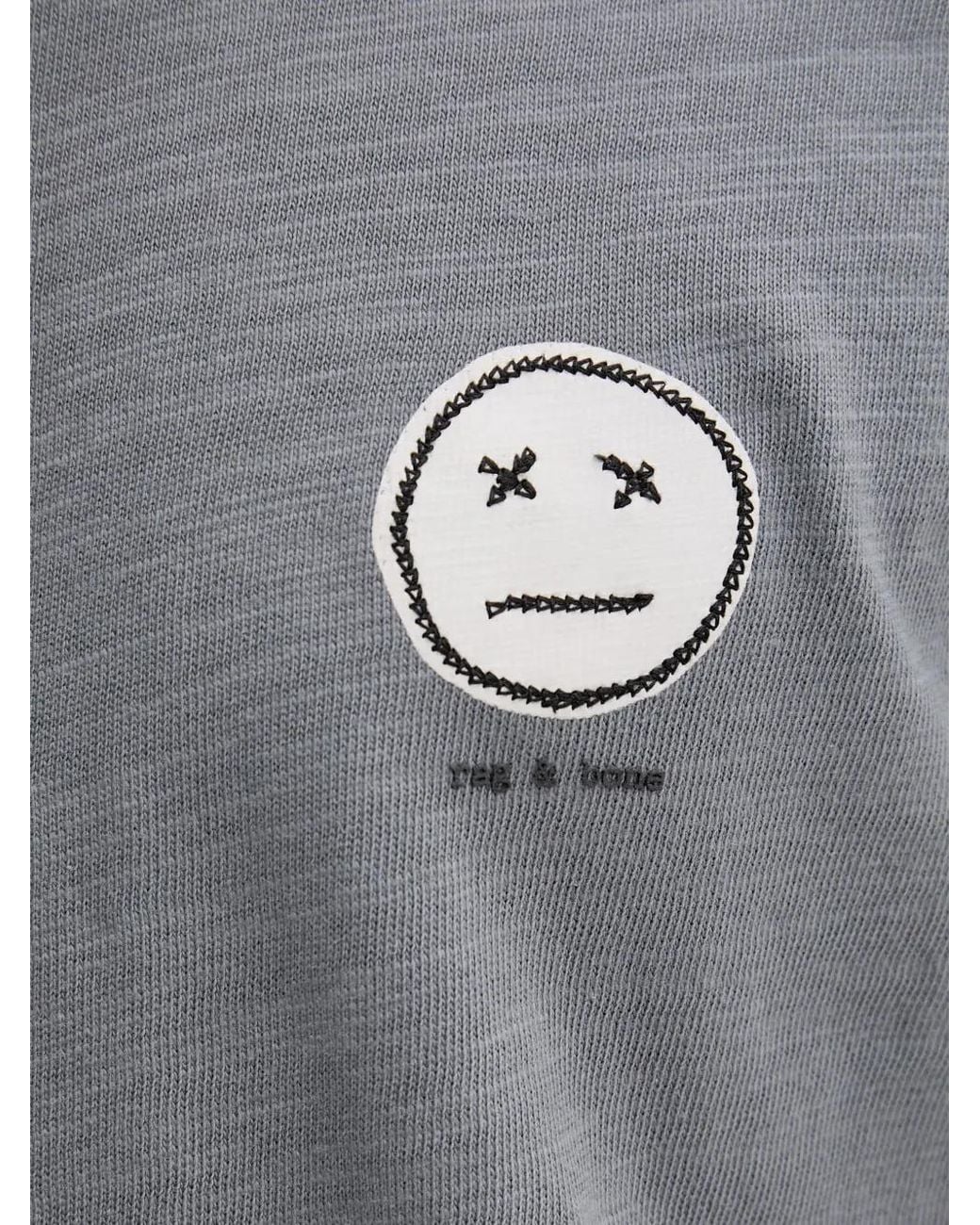Rag & Bone Gray Patch-Detail Slub-Texture T-Shirt for men