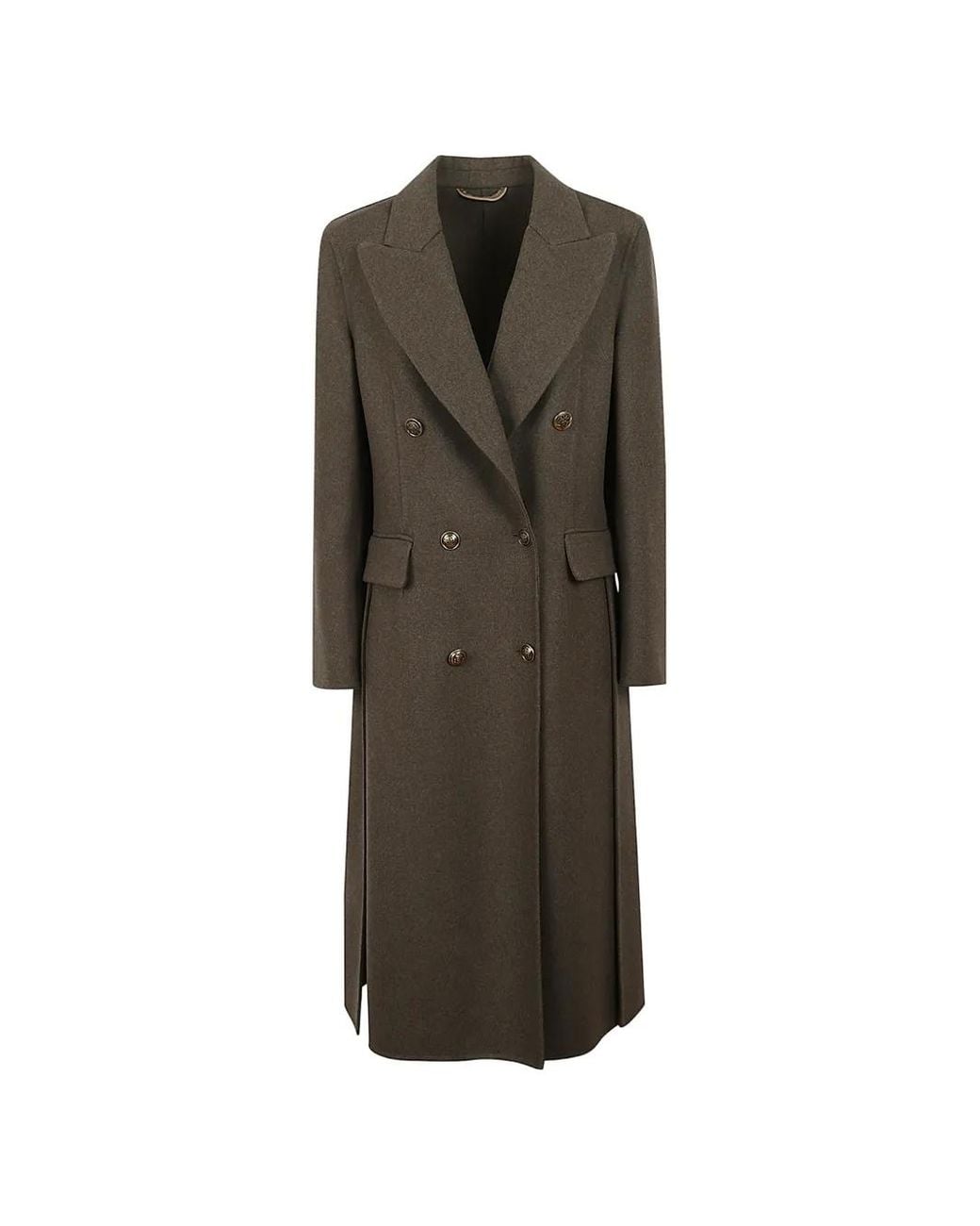 Ermanno Scervino Brown Double-Breasted Peak-Lapel Coat