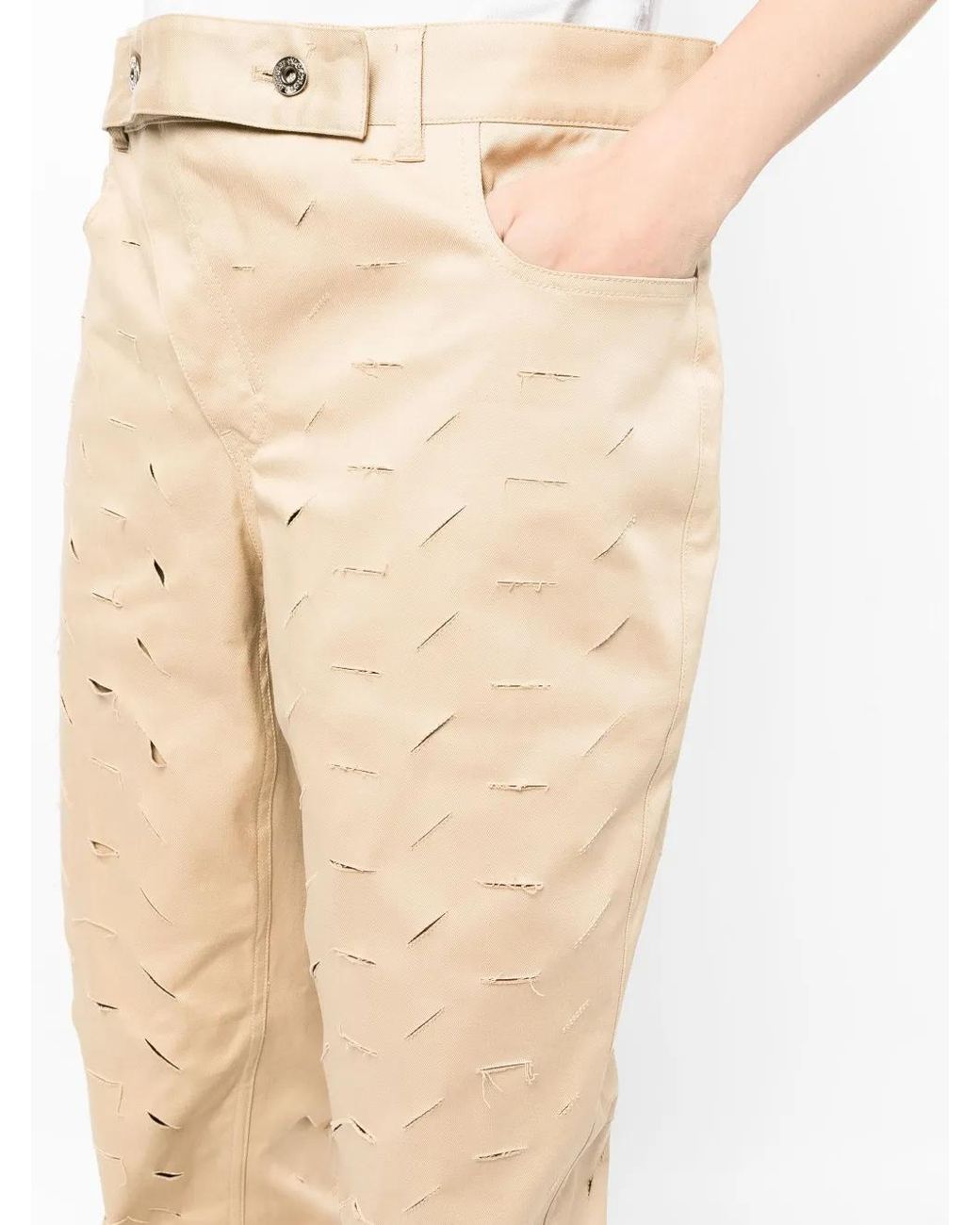 JUNTAE KIM Natural Ripped Straight-Leg Trousers for men