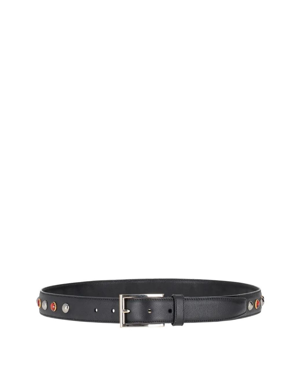 Prada White Saffiano Crystal-Embellished Belt