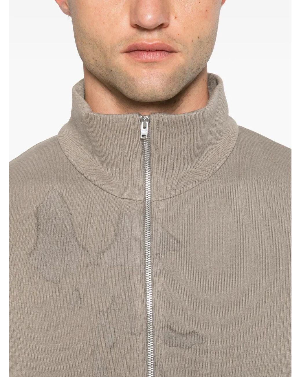 Our Legacy Brown Shrunken Floral-Print Zip-Up Sweatshirt for men