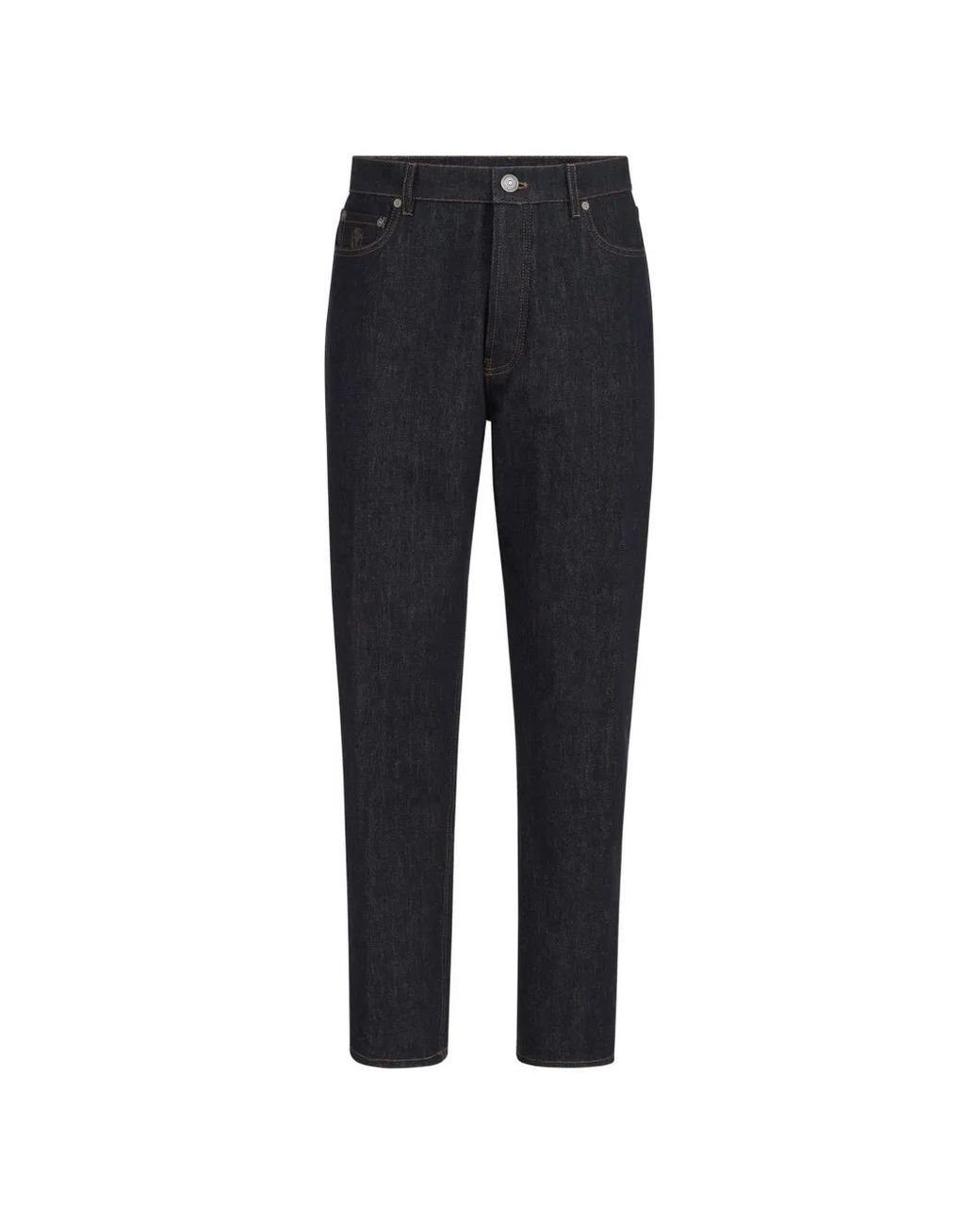 Brunello Cucinelli Blue No-Fade Denim Trousers for men