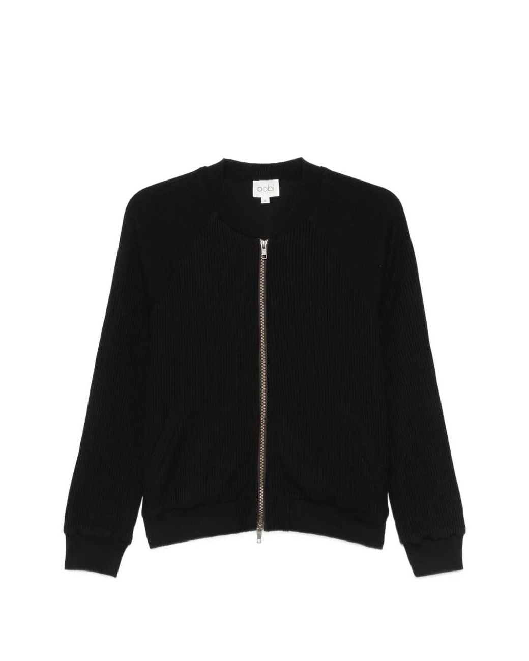 Bobi Black Ribbed-Knit Sweatshirt
